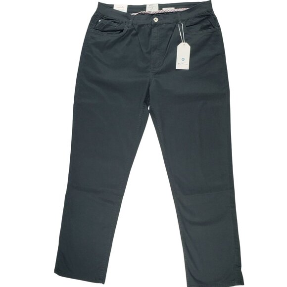 Ben Sherman Pants Men 38x32 Slim Fit Stretch Black Chino Khakis Casual Work NWT - Picture 1 of 12